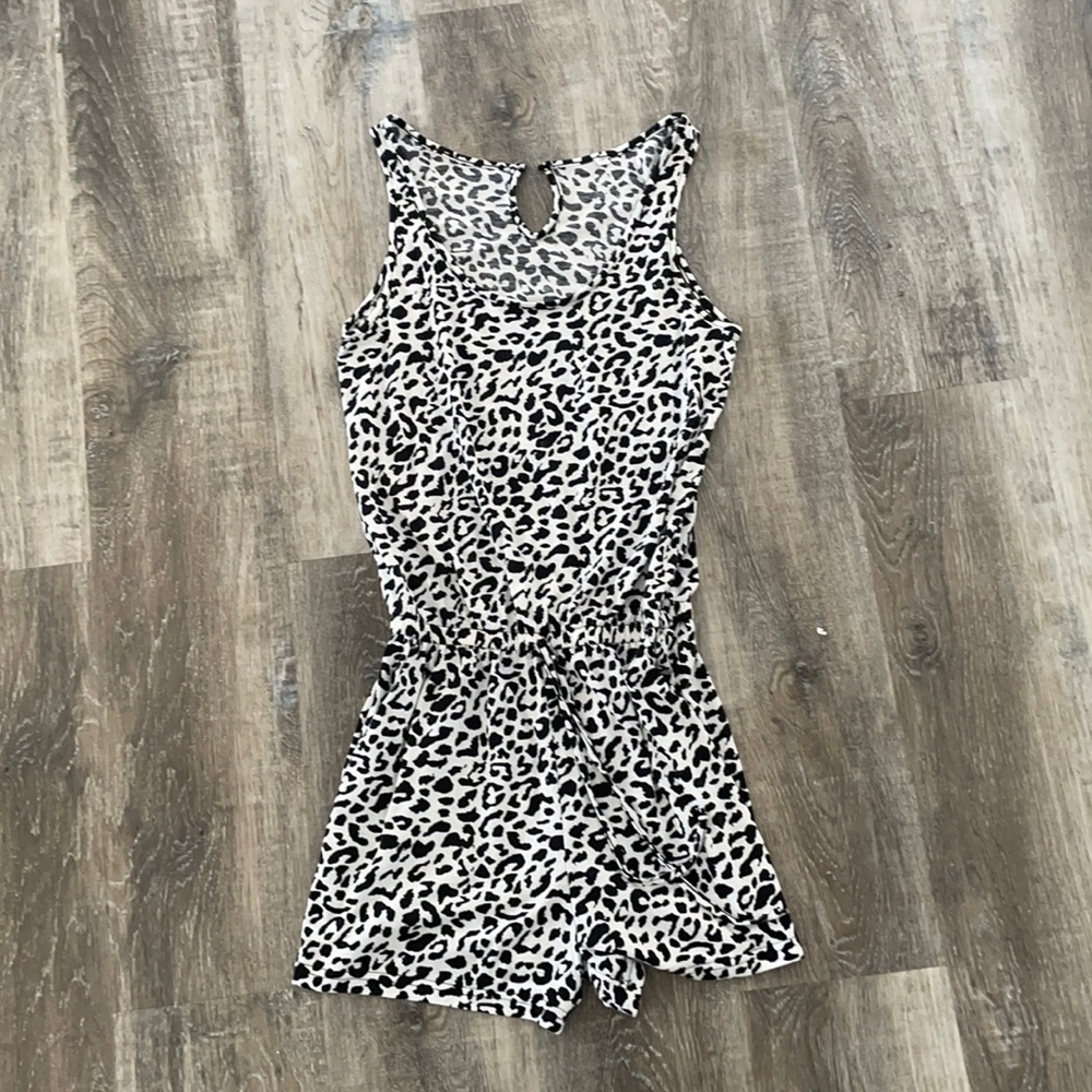 Cheetah print shorts romper